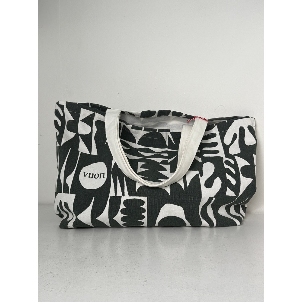 Vuori Canvas Tote Bag Black White Abstract Geometric Large Gym Beach Bag